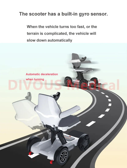 Mobile Bluetooth Remote Controlled  Foldable Electric Wheelchair Mobility Scooter Elderly Disabled Adult wheelchair