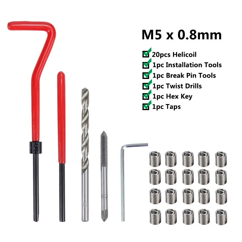XCAN Thread Repair Kit M3 M4 M5 M6 M8 M10 M12 M14  Screw Thread Inserts For Restoring Damaged Threads Repair Tools Drill Bit