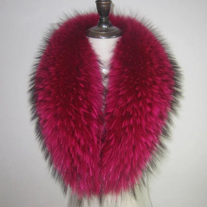 Real Raccoon Fur Collar Women Natural Fur Scarf  Winter Large Size Warm Wraps  Furry Fur Scarves for Coat Jackets Collars
