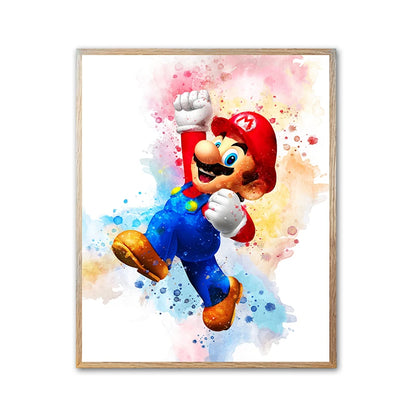 Graffiti Watercolour Art Mario Poster Prints Playroom Canvas Paintings Wall Picture Living Room Kids Bedroom Home Decor Cuadros