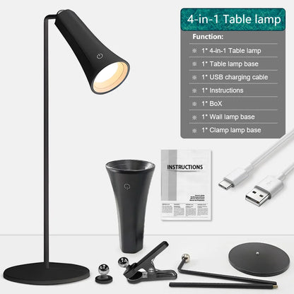 Table Study Lamp Touch 360° Magnetic Rotation Infinite Dimming Night Light Wall Lamp Flashlight Reading Light Bedroom Bedside