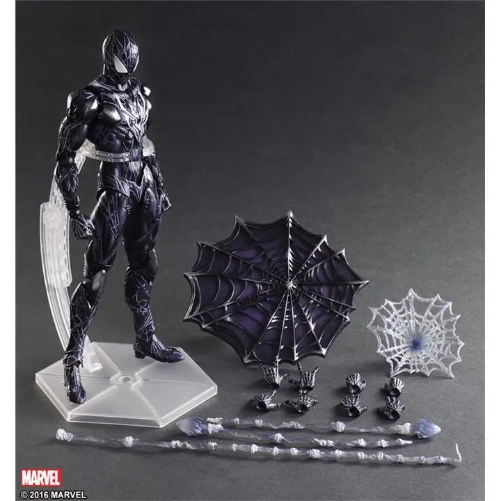 Iron Man, War Machine, Spider-Man, Captain America, Black Panther. Marvel action figures.