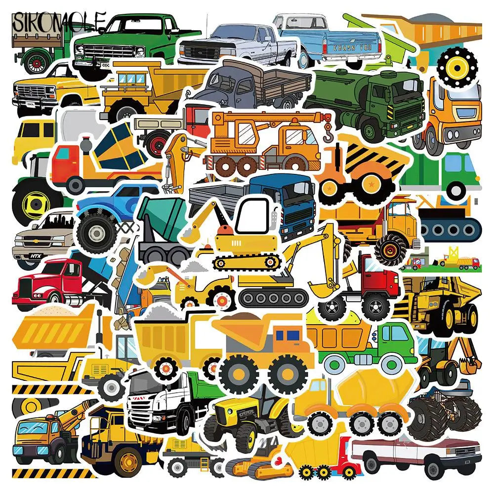 10/30/50PCS Cute Children's Cartoon Car Truck Stickers Kawaii DIY Skateboard Laptop Motor Graffiti Sticker Decals Kids Toys F5