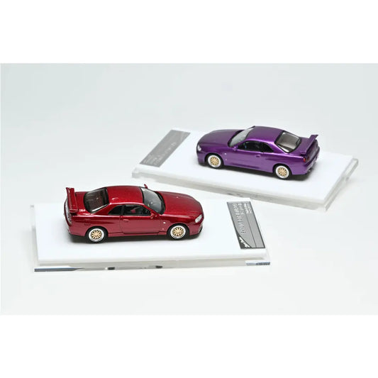 Stance Hunters 1/64 Skyline GTR R34 Model Car Vintage Cars Diecast Vehicle Collection Model With Display Case Gifts for Adults