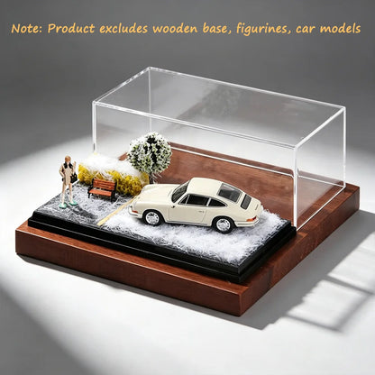 New 1:64 Car Model Scene Display Box Trendy Model Ornament Spring Summer Autumn Winter Four‑Season Grass Base Home Decorations