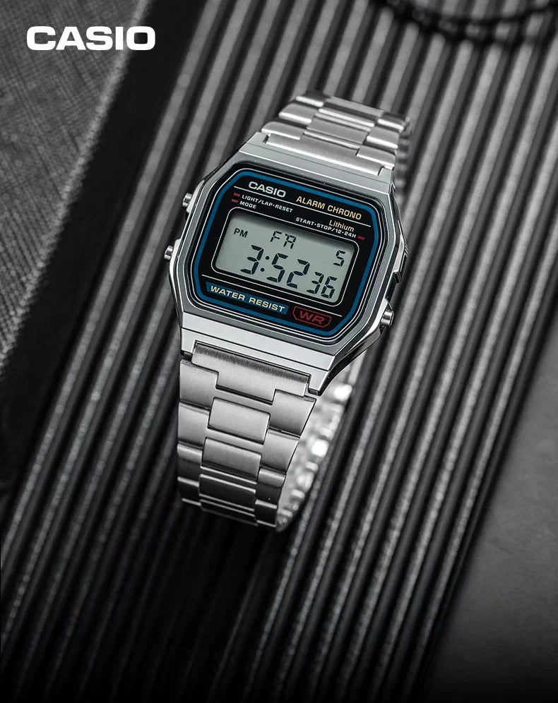 CASIO A159WA-N1 Classic Retro Square Watch for Men, Quartz Sports Watch with Shock & Water Resistance, Multi-function Design