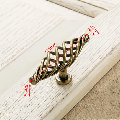 Vintage Antique Bronze Cabinet Handles Hollow Out Birdcage Handles Drawer Knobs Wardrobe Door Pullers Furniture Handle