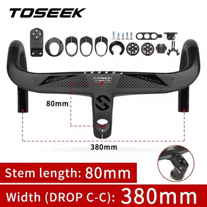 TOSEEK TR5500 T800 Carbon Bicycle Handlebar Road Bike Integrated Handlebar Di2 With Computer Holder Internal Cable Routing