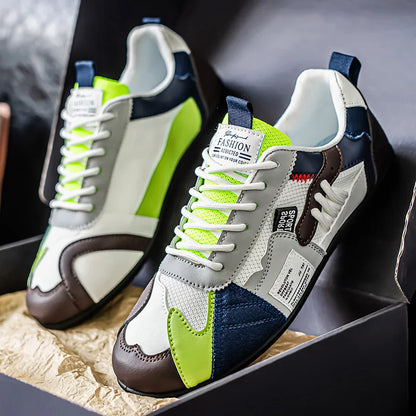 Men's Trendy Black and Gray Color-Blocked Mesh Breathable Casual Sports Shoes, Summer Thin Retro Forrest Gump Shoes, Lightweight Soft-Soled Shock-Absorbing Non-Slip Versatile Wear-Resistant Men's Shoes