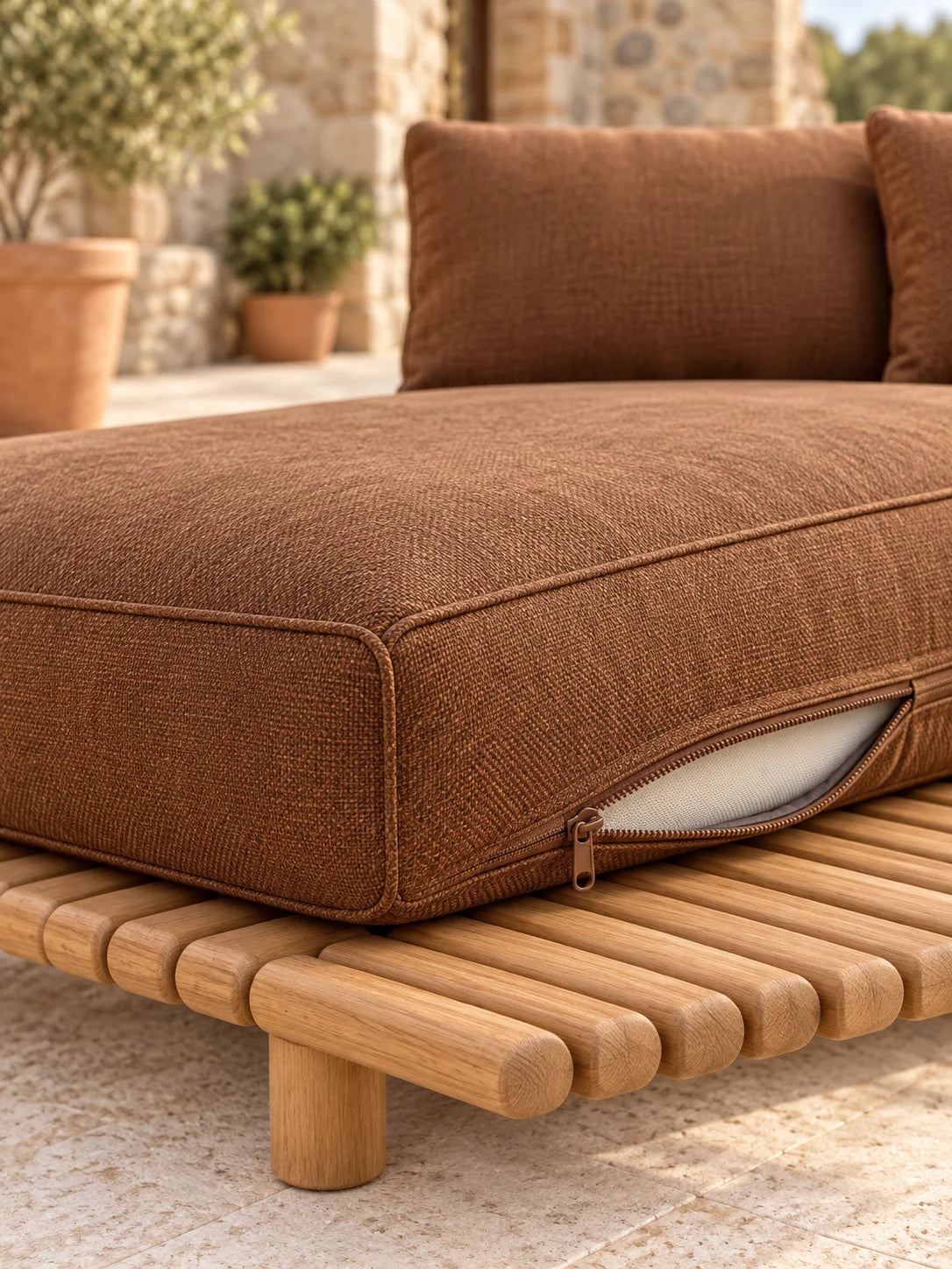 Weather Luxury Teak Frame PE Rattan Waterproof Sofa Set Outdoor Furniture Perfect For Garden Patio Poolside Beach Hotel