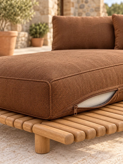 Weather Luxury Teak Frame PE Rattan Waterproof Sofa Set Outdoor Furniture Perfect For Garden Patio Poolside Beach Hotel
