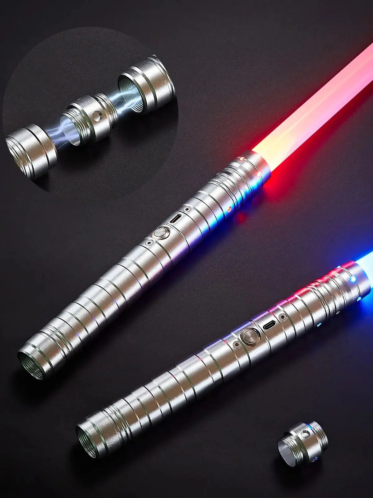 RGB Metal Lightsaber Dueling Smooth Swing Sword Sabre De Luz 7  Color Changing With Sounds  Flashing Toy