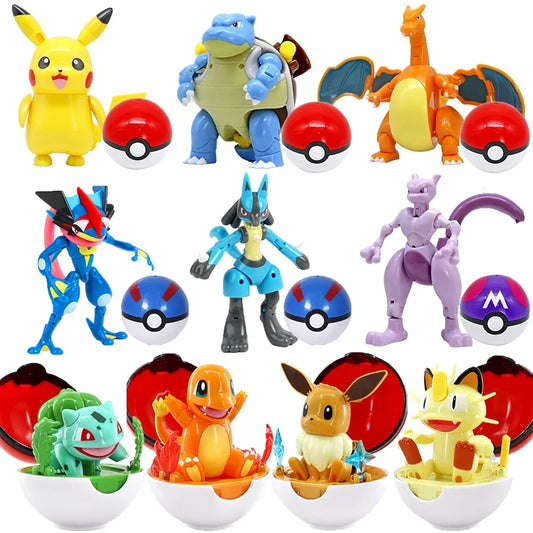 Original Pokemon Pokeball Figures Pikachu Charizard Greninja Genuine Deformation Toy Anime Figure Pocket Monster Model Gift