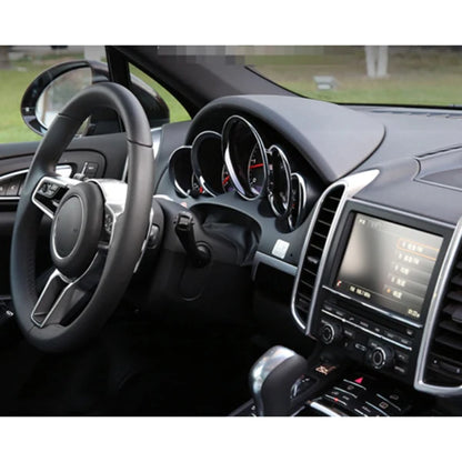 AC34-For-Porsche Cayenne 958 2011-2018 Silver Car Dashboard Meter Ring Covers Trim Interior Decoration