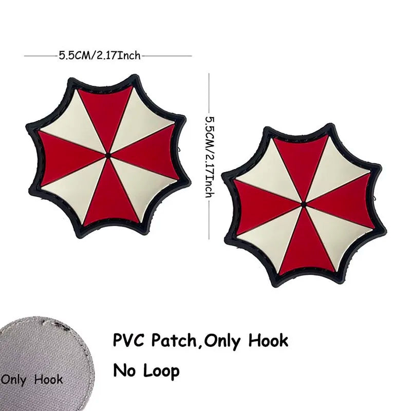 1PC,2PCS/ Umbrella Corporation PVC Rubber Morale Emblem,Biohazard Insignia Applique Embroidered patches,Tactical Backpack Badges
