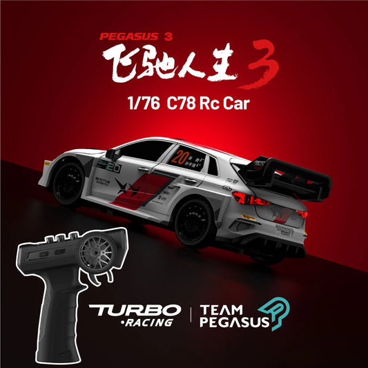 1/76 Turbo Racing C78 Pegasus 3 Official Joint Limited Edition Ultra-micro Rc Drift Car 2.4Ghz  Remote Control for Adult/ Child