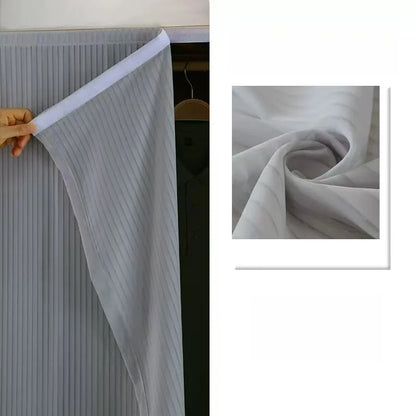 1pc Wardrobe Adhesive Dust-Proof Curtain, Hook And Loop Mesh Curtain For Living Room/Kitchen, Sheer Partition