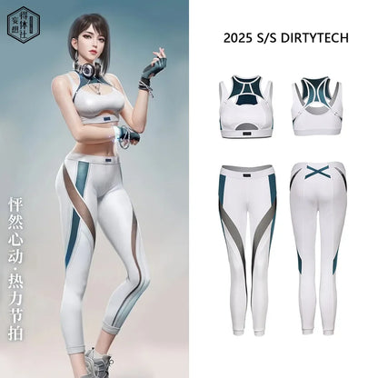 Patchwork Tight Yoga Set for Women Sexy Cosplay Sports Outfit Thermal Activewear