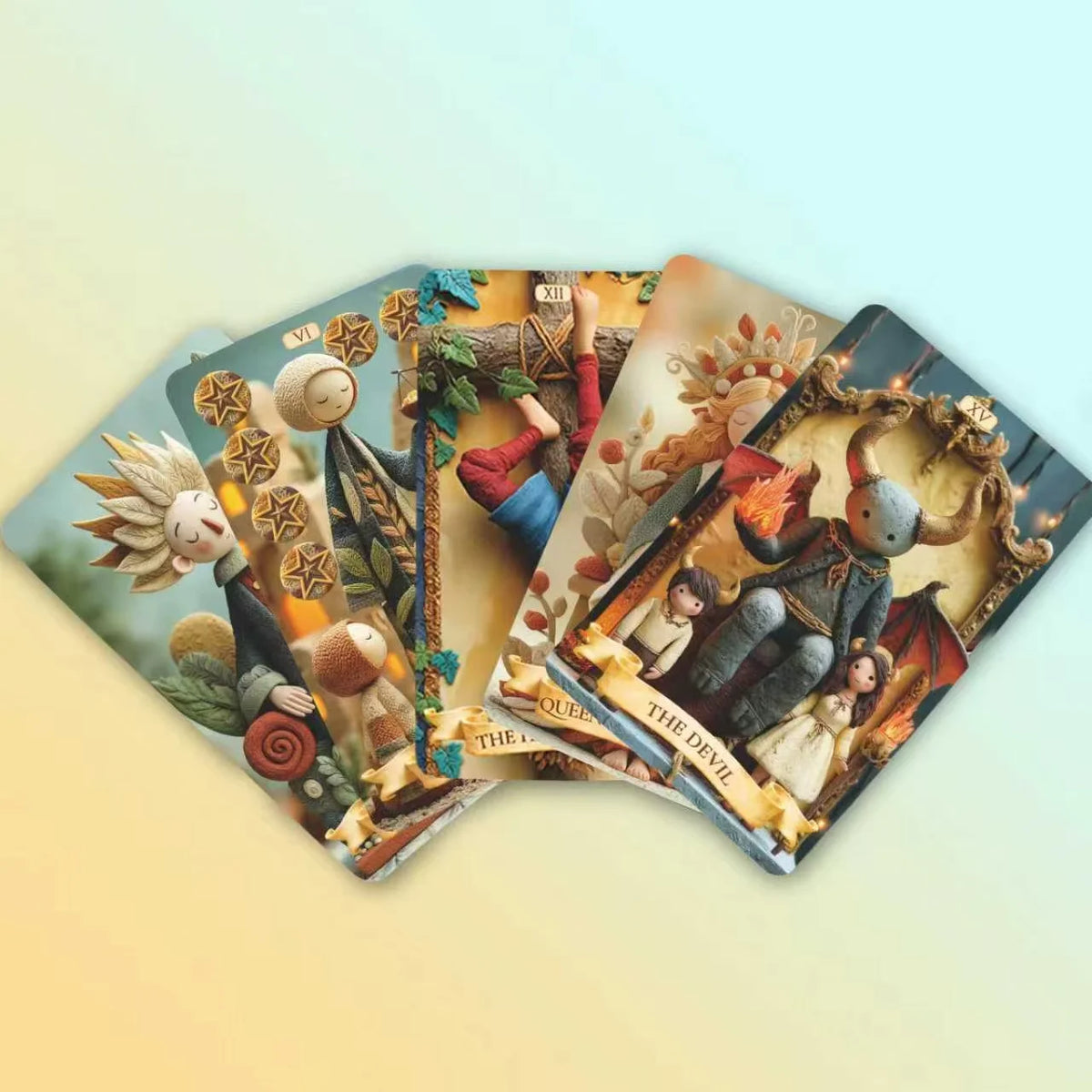 UniqueUnique Tarot Deck, 78 Clay Tarot Cards for Beginners and Experienced Readers, with Guidebook, Tools for Reflection