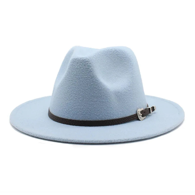 British Style Felt Jazz Fedora Hat 59-61CM Size Panama Trilby Hats for Women Men Gentleman Wedding Party Hat