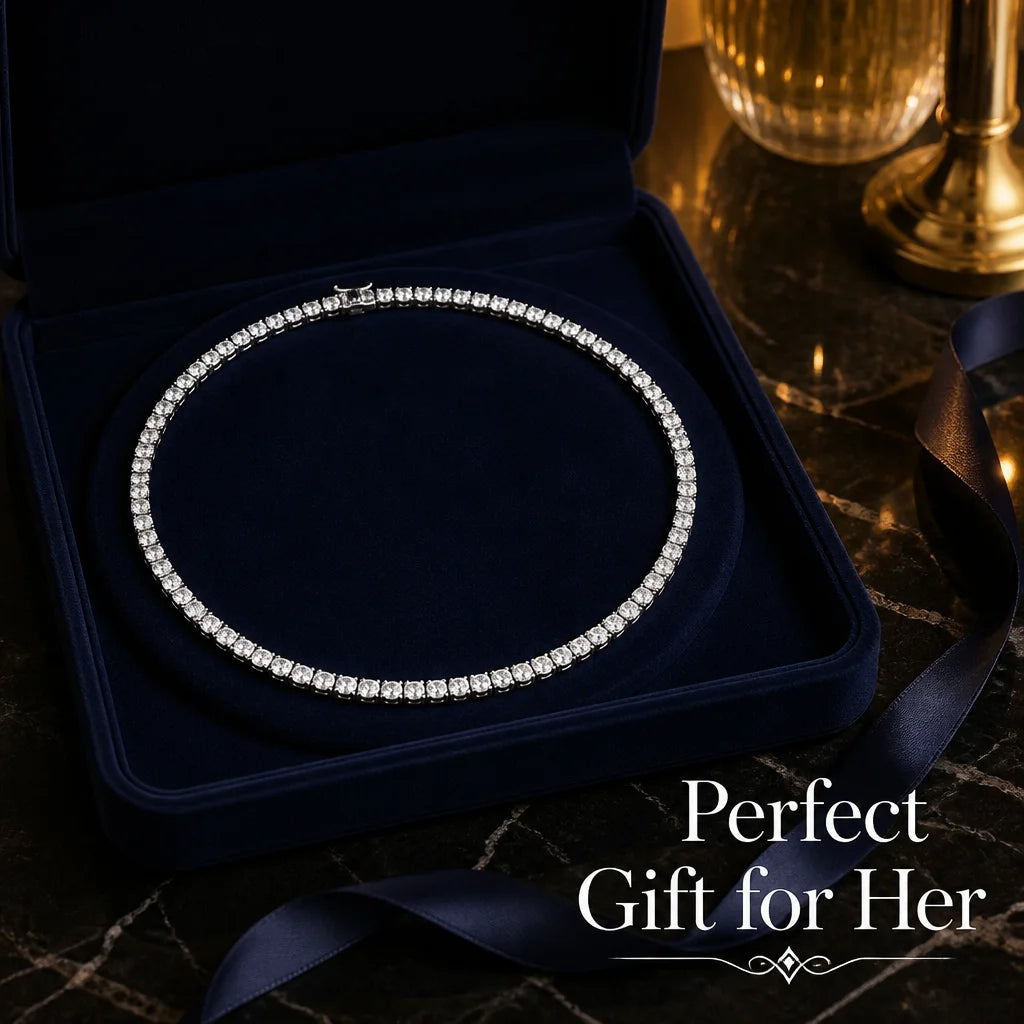 SY Brand Jewelry 925 Sterling Silver Tennis Chain Necklace For Women Men 7A Zircon Luxury Necklaces Rhodium Plated S925 Jewelry