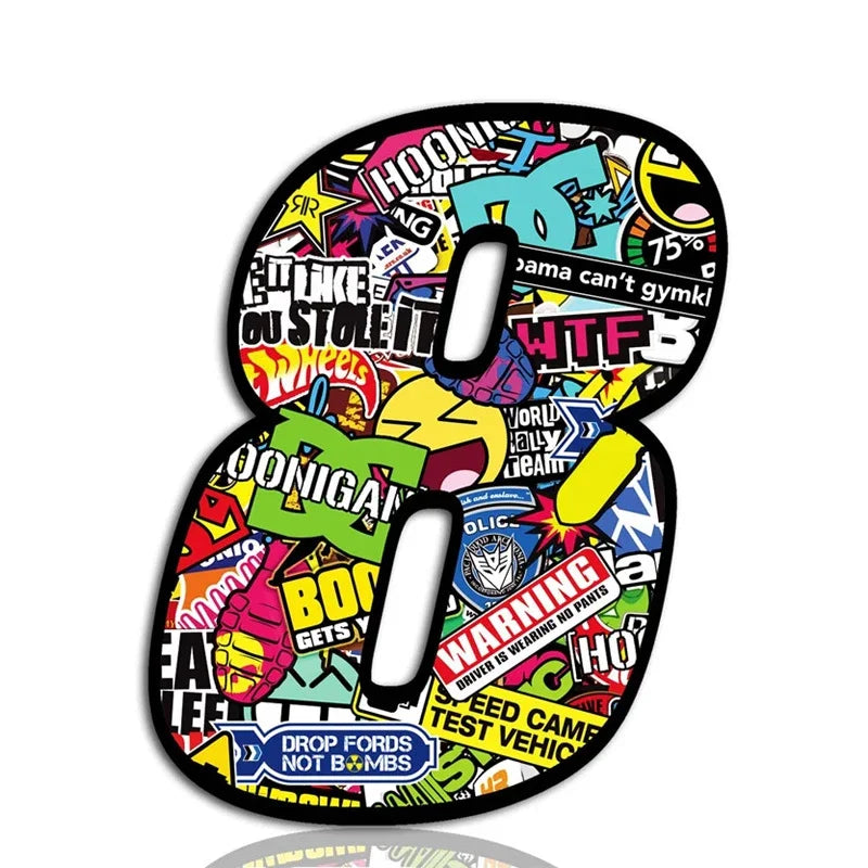 Car Sticker Exquisite Punk Digital Skull Decal Number 0-9 Exterior Parts Interior Stickers Cute, Caravan Accessories PVC