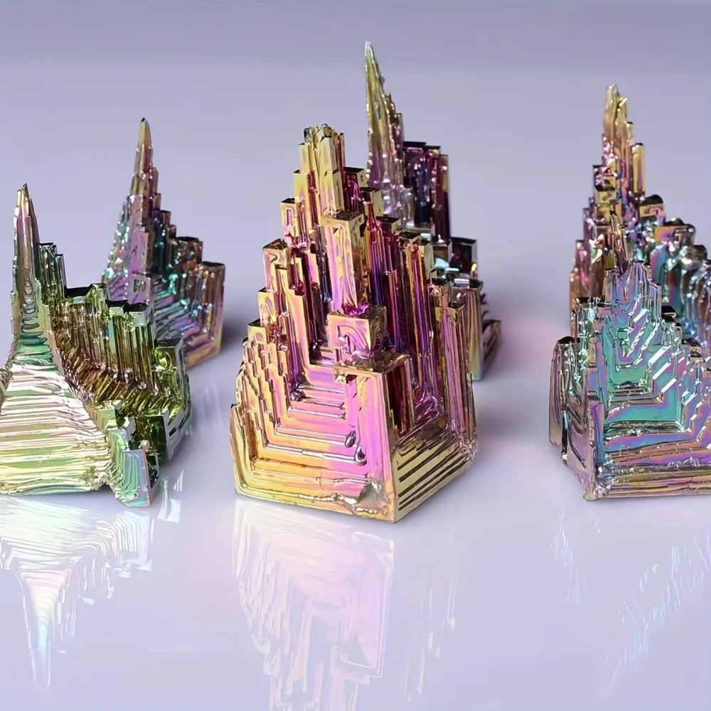 Rainbow Mineral Pyramid Crystal Colorful Artificial Pyramid Ore Collectible Specimen Stone Ornament Home Decor Gift