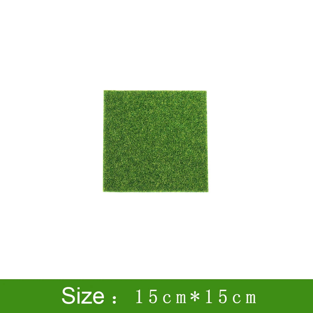 15/30/50cm Quadrate Fairy Garden Grass Mat Green Artificial Lawn Turf Carpet Fake Sod Garden Moss For Dollhouse Decal Toy House