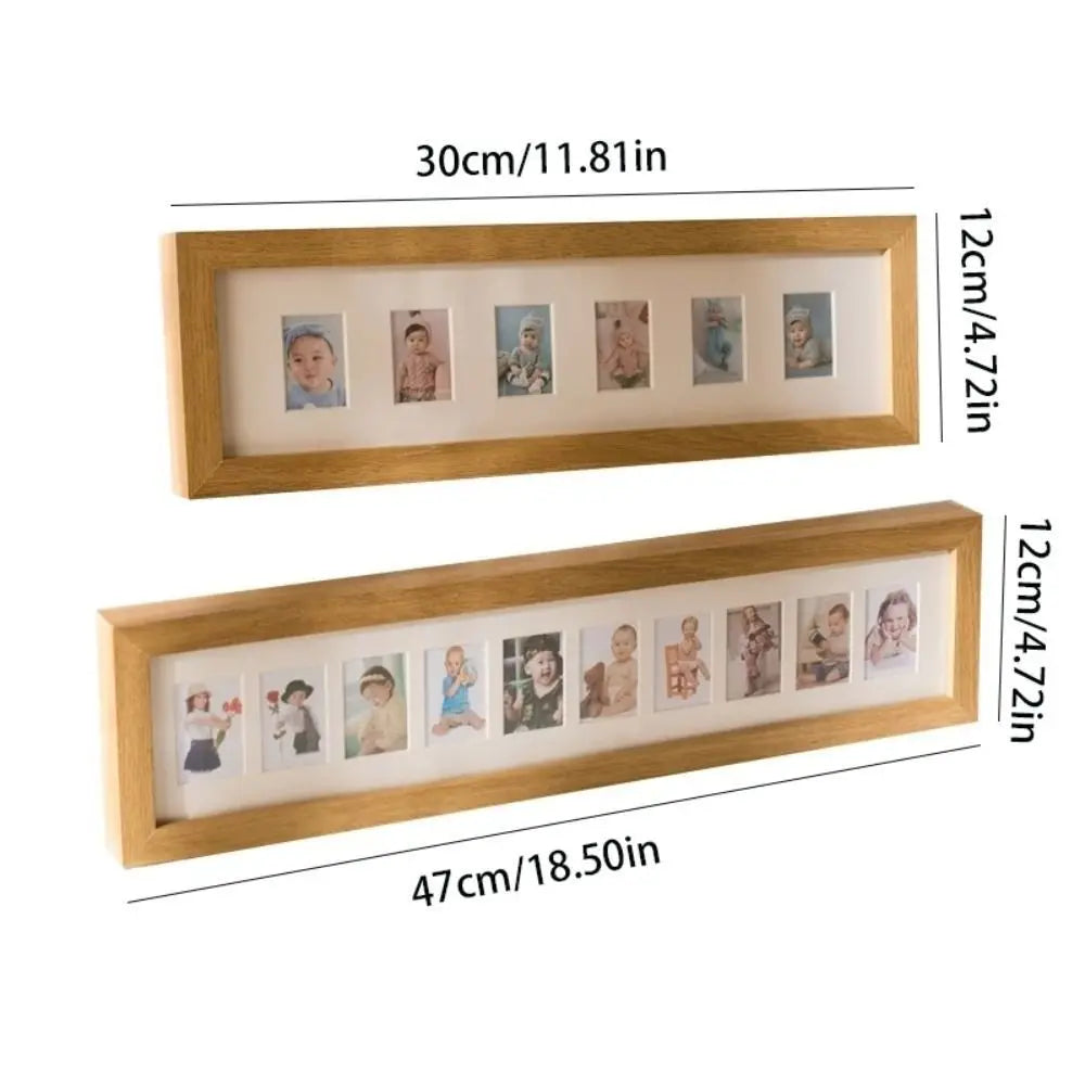 Wooden Baby Growth Photo Album Frame 2 Inch 6 /10 Holes Mini Picture Frames Creative Durable Memorial Photo Frame