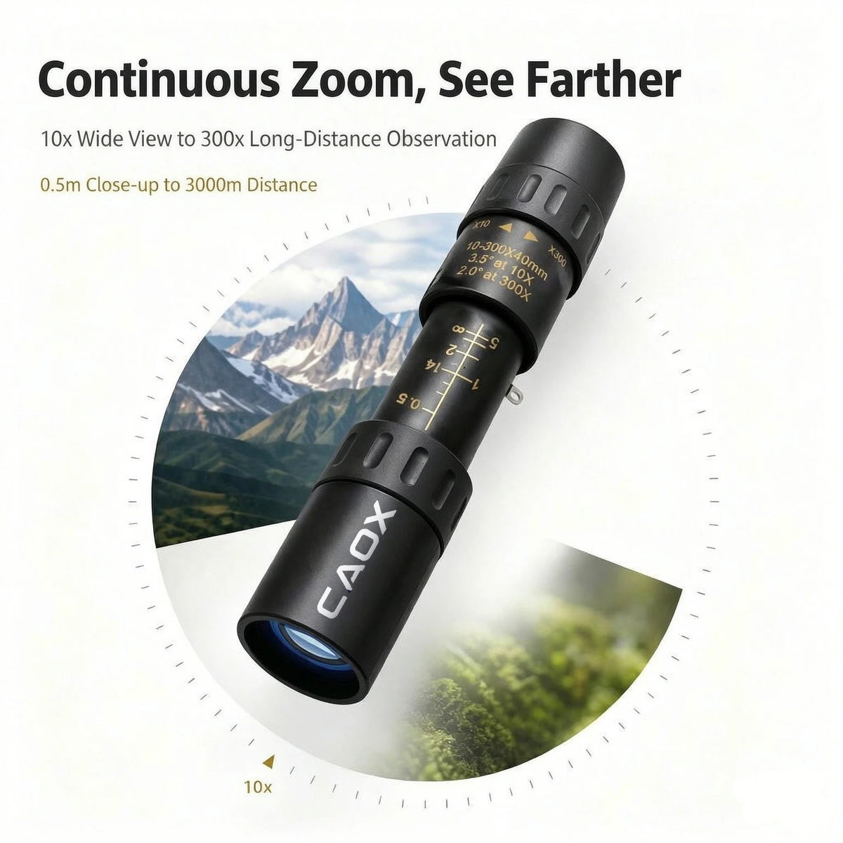 CAOX 10-30x25HD Binoculars Portable Professional Monocular Powerful Long Distance, Suitable for Hunting, Outdoor, and Concerts