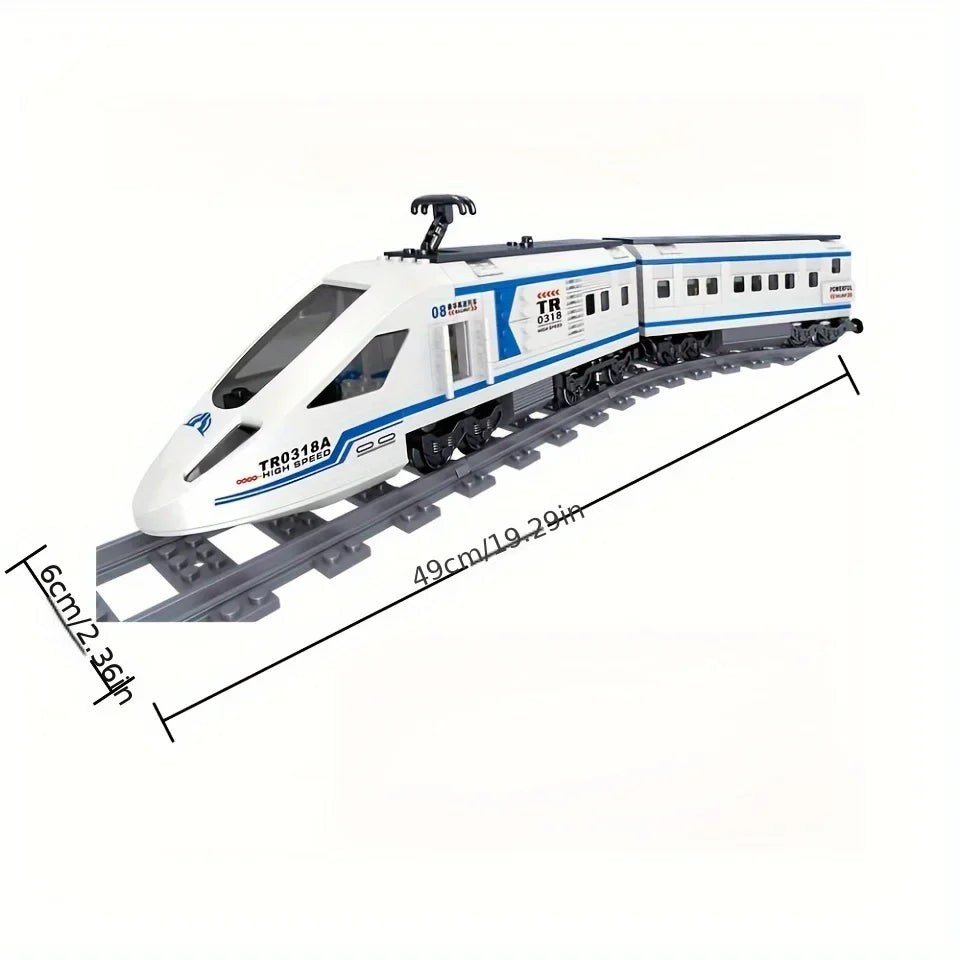 MOC QL0308 QL0318 Rail Transit Luxury High-speed Train Model Puzzle Toy Building Blocks Children Education Birthday Gift
