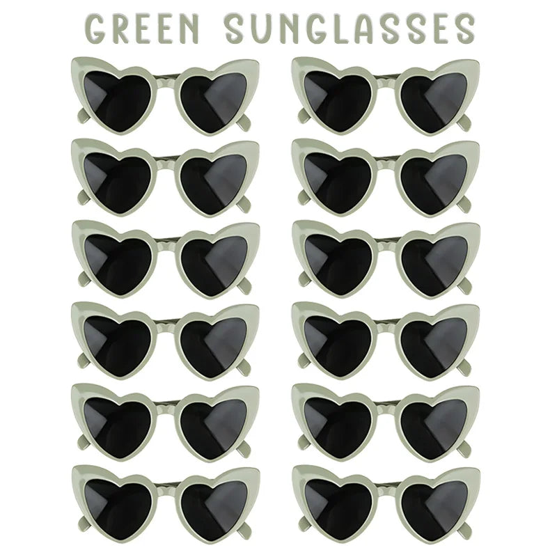 12-100Pcs Wedding Sunglasses for Guests Heart Shaped Sunglasses Bachelorette Party Glasses Bridal Shower Party Favors Photo Prop