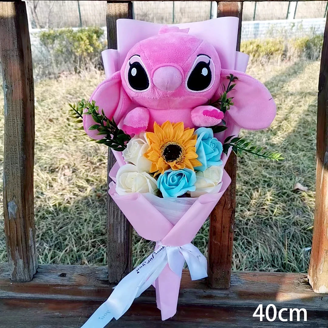 Cartoon Winnie the Pooh Pig Plush Bouquet Handmade Flower Bouquet Plush Doll Wedding Graduation Valentine Christmas Birthday Gif
