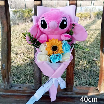 Cartoon Winnie the Pooh Pig Plush Bouquet Handmade Flower Bouquet Plush Doll Wedding Graduation Valentine Christmas Birthday Gif