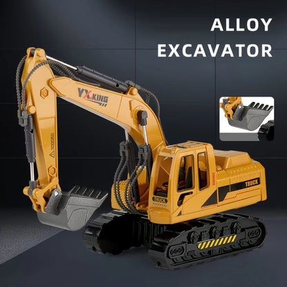 Simulation Alloy Excavator Toy 1:24 Scale Inertia Engineering Vehicle Kids Boys Birthday Gift