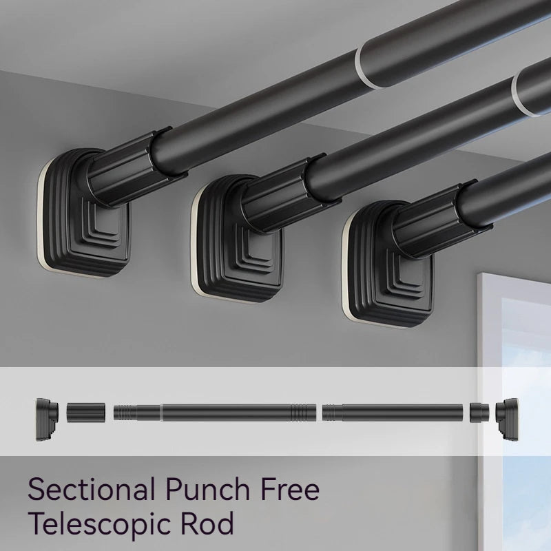 Adjustable Stainless Steel Shower Curtain Rod Clothes Drying Rack No-Drill Telescopic Pole for Laundry Room Bathroom