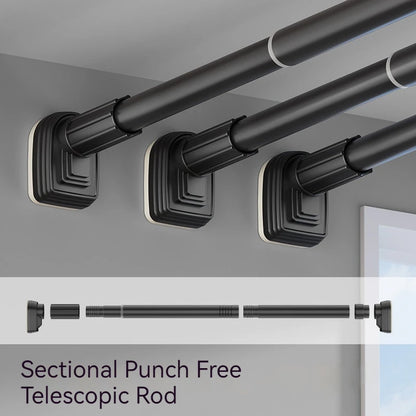 Adjustable Stainless Steel Shower Curtain Rod Clothes Drying Rack No-Drill Telescopic Pole for Laundry Room Bathroom