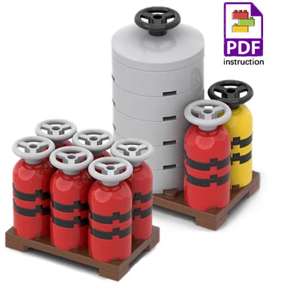 MOC Fuel Gas Tank Building Blocks Kit Wine Barrels Goods Container Forklift Bricks Toys Boys Gift