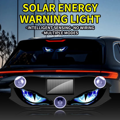 Solar Wireless Car LED Demon Eye Decorative Light Dynamic Eyes Windshield Rear Window Warning Atmosphere Lamp Auto Accessory