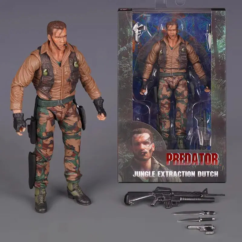 Brand-New Predator Jungle Extraction Dutch Action Figure Schwarzenegger Figurine Statue Model Desktop Decoration Toy Gift
