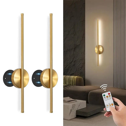 Modern LED Wall Charging Lamp Wireless Installation Remote Control Stepless Dimming  Gold Black Finish 50/80CM Decorative Lighti