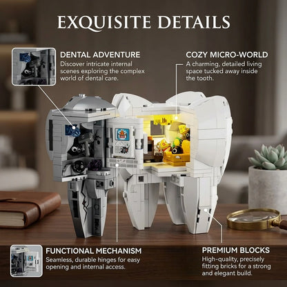 Creative Expert Mechanical Tooth Building Blocks Set Oral Structu Model Brick LED Educational Assembly Toy for Kid Birthday Gift