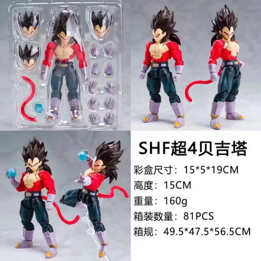 Anime Dragon Ball Z Super Saiyan 4 Vegeta Goku Frieza Action Figures Articulated Model Toy Desktop Decoration Collectible Gifts