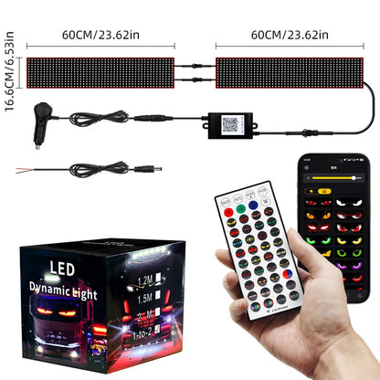App Car Truck Devil Eye LED Pixel Panel Light Remote Control Soft Folding Lighting Rolling Panel Windshield 12V 24V