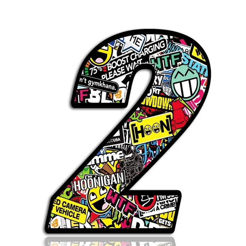 Car Sticker Exquisite Punk Digital Skull Decal Number 0-9 Exterior Parts Interior Stickers Cute, Caravan Accessories PVC
