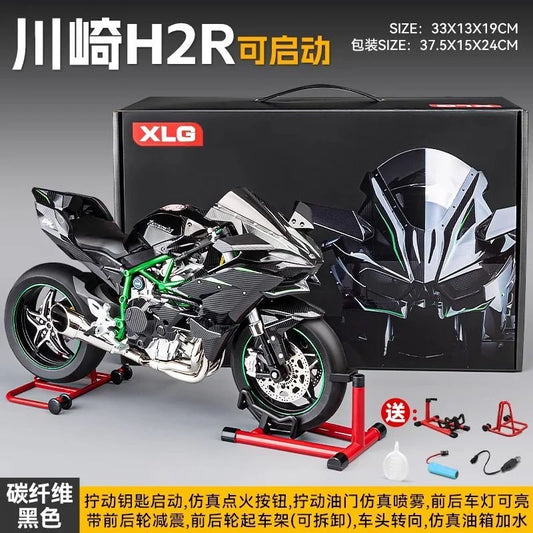 Spray 1:6 Kavvasaki Racing Ninja 500 H2R Motorcycle Simulation Sound Light   Fast And Furious Kid Gift Collection  value Display