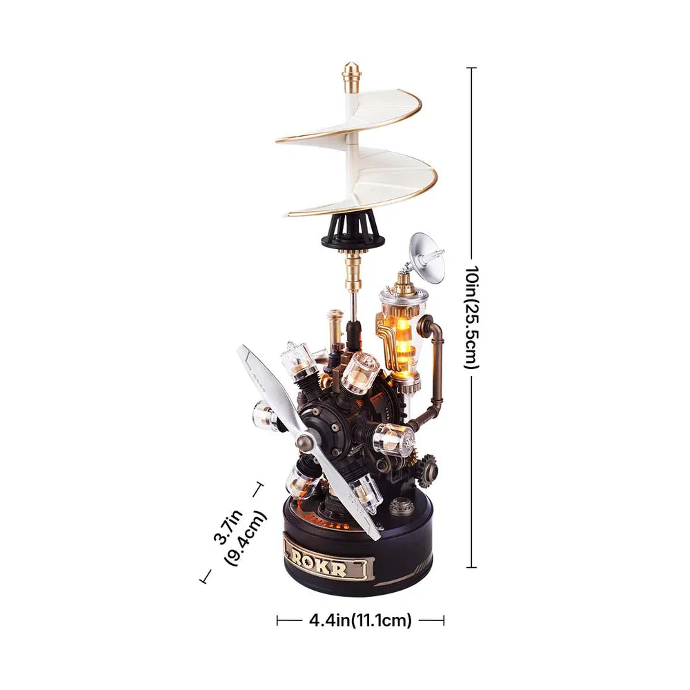 ROKR 3D Puzzle Da Vinci Helicopter Model Kit Mechanical DIY Building Set with Lights Motion PVC Engineering Model Toy
