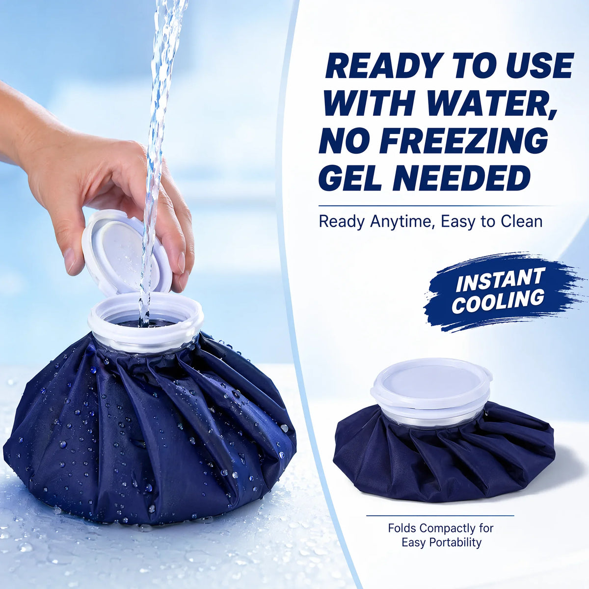 Reusable Ice Pack Hot Cold Therapy Bag, 6/9/11 Inch Waterproof Ice Bag for Injuries, Pain Relief, Fever, Muscle Aches, Sports Re