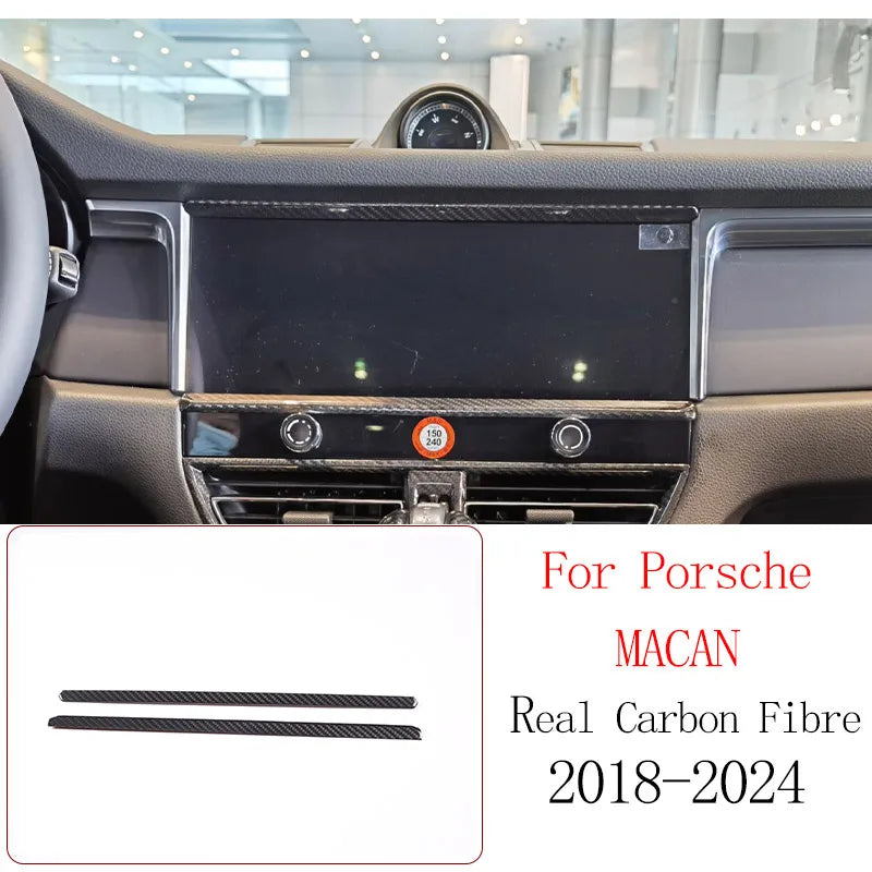 Real Carbon Fiber For Porsche Macan 2014-2020 Inner Door Central Control Gear Panel Cover Door Sill Trim Stickers Accessories