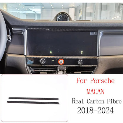 Real Carbon Fiber For Porsche Macan 2014-2020 Inner Door Central Control Gear Panel Cover Door Sill Trim Stickers Accessories